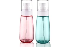 Wowang 2 Pack Fine Mist Spray Bottles TSA Approved 3.4oz/100ml Small Spray Bottles Refillable Cosmetic Leak Proof Travel Size Spray Bottle for Hair Perfumes Skincare Water Face Sprayer(Green+Pink)