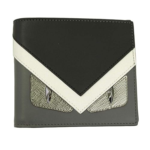 Fendi Bugs Eye Men's Black Leather Bi-fold Wallet 7M0169 8FJ in