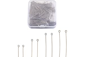PH PANDAHALL Pandahall 600Pcs Iron Eye Pins 21 Gauge 4 Size Open Eye Pins Head Pins Findings Antique Bronze for Earring Dangle Charms Jewelry Making (20mm 28mm 38mm 50mm Length)