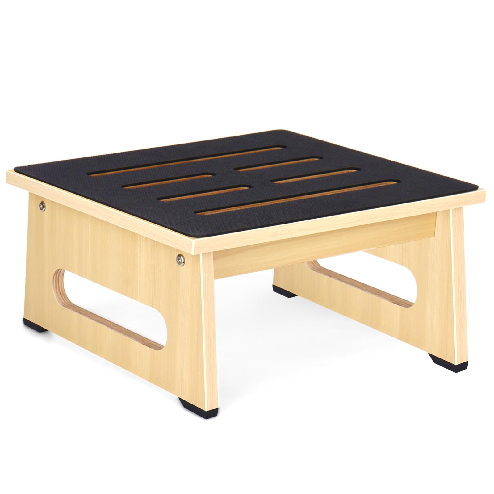 A wooden step stool for adults and seniors with non-slip rubber pad, for indoor and outdoor, 450 Ib, portable wooden stand up for bathroom, kitchen, bedside table and more (Gulanmu, 6.9 in)