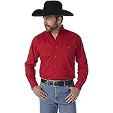 Wrangler Mens George Strait Solid Black Long Sleeve Button Down Shirt