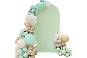 FIVENL Spandex Fitted Wedding Arch Cover 6FT Sage Green Arch Backdrop Cover, Round Top Chiara Backdrop Stand Covers for Wedding Birthday Party Baby Shower Banquet Arch Decoration (Sage Green, 6FT)