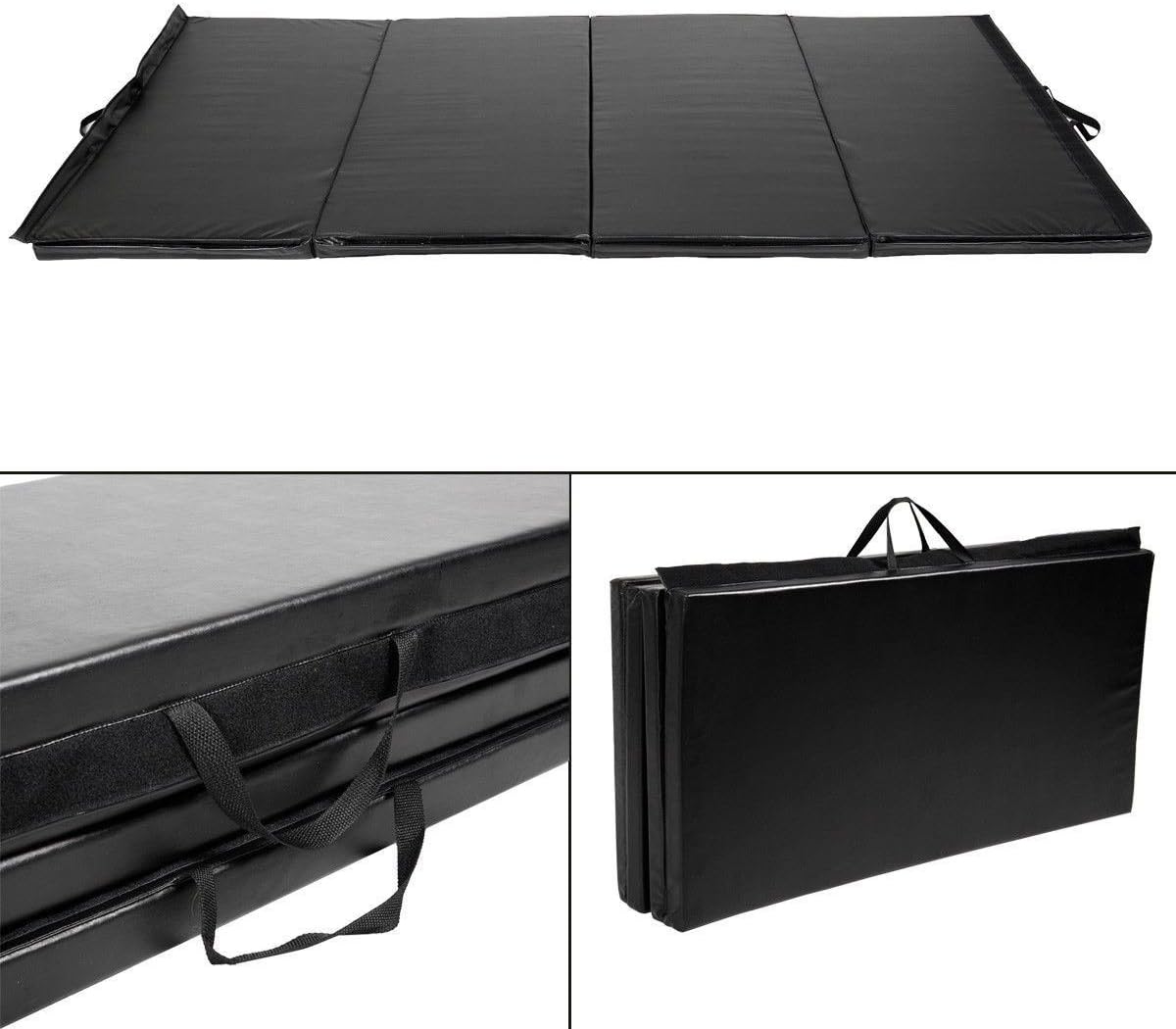 Goplus Black 4'x10'x2" Folding Panel Gymnastics Mat Gym Fitness Exercise Mat