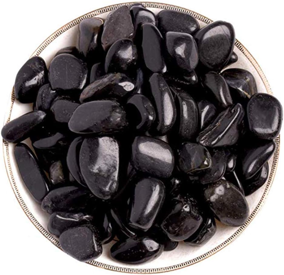 Hisredsun Black Decorative Stones 2.1 lb 0.4-1 in River Gravel