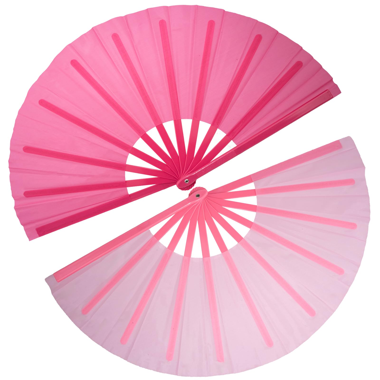 Photo 1 of QIRMIZI 2 PCS Large Rave Fans Clack Fans Popping Line Dancing Fans Boots On The Ground Fans, Hand Folding Fans for Halloween, Burlesque, Rainbow Outfits,Gift,Deep Pink,Pink