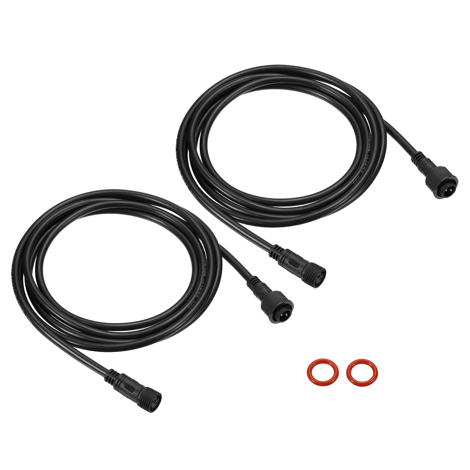 PATIKIL 6.56Ft 2 Pin Extension Cable Wire, 2Pcs 18 AWG Waterproof IP67 Connector with Male and Female at Both Ends for LED Strips, Black