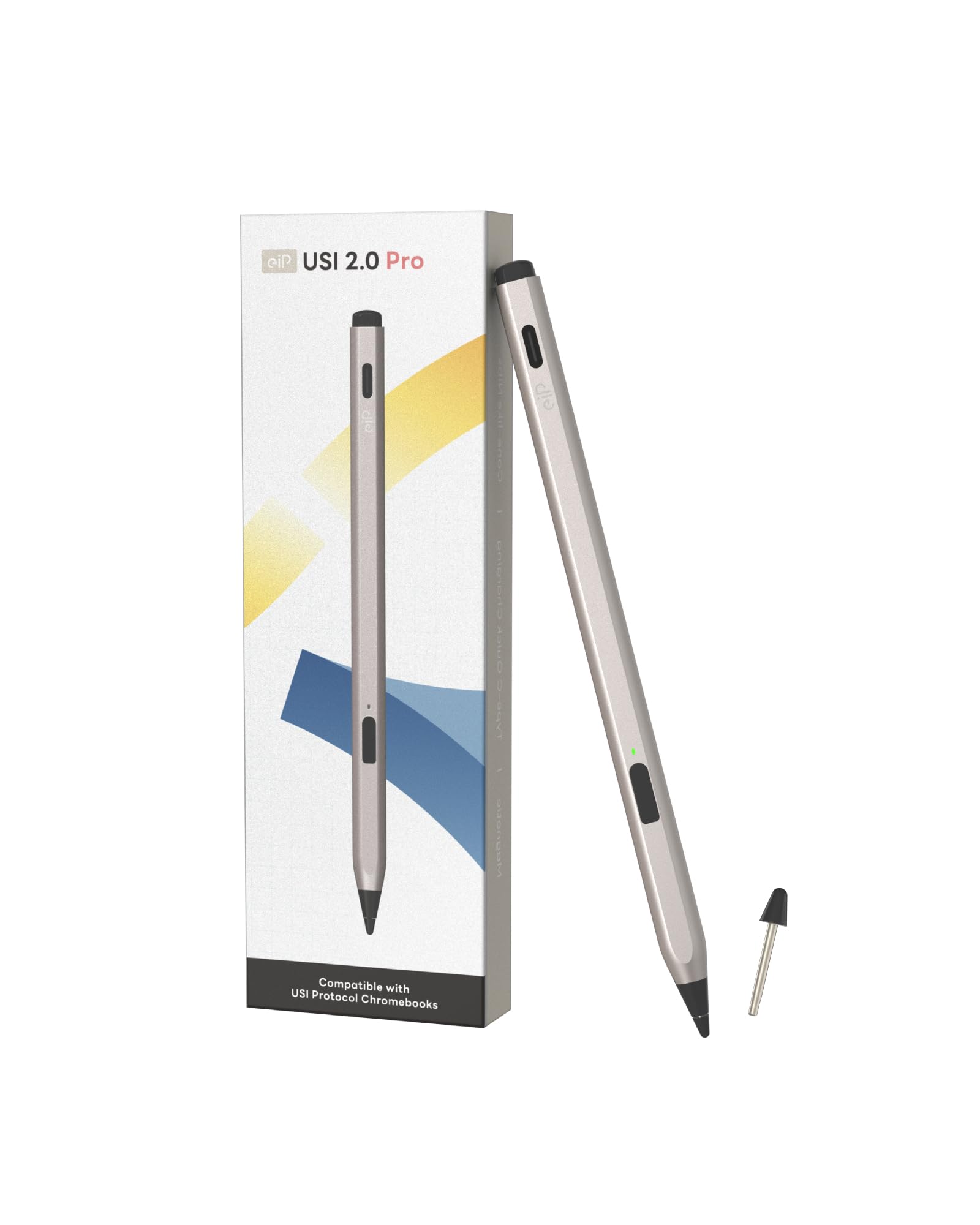 Photo 1 of eiP USI 2.0 Pro Stylus Pen for Fire Max 11 2023, Google Pixel Tablet 11 Inch, Specific Chromebooks – Titanium Gold Finish, 4096 Pressure Levels, Fast Charging, Power Switch
