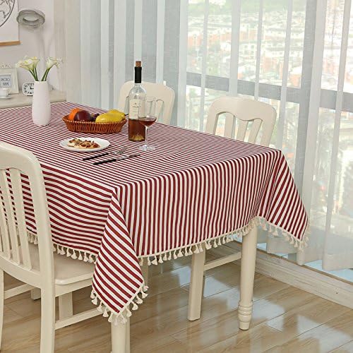 Uns Tablecloth European-Style Pastoral Multi-Purpose Tablecloth Tassel Lace Cotton and Linen Family Dining Table TV Counter Tea Table Cover Cloth (Color : B, Size : 100140cm/39.455.1in)