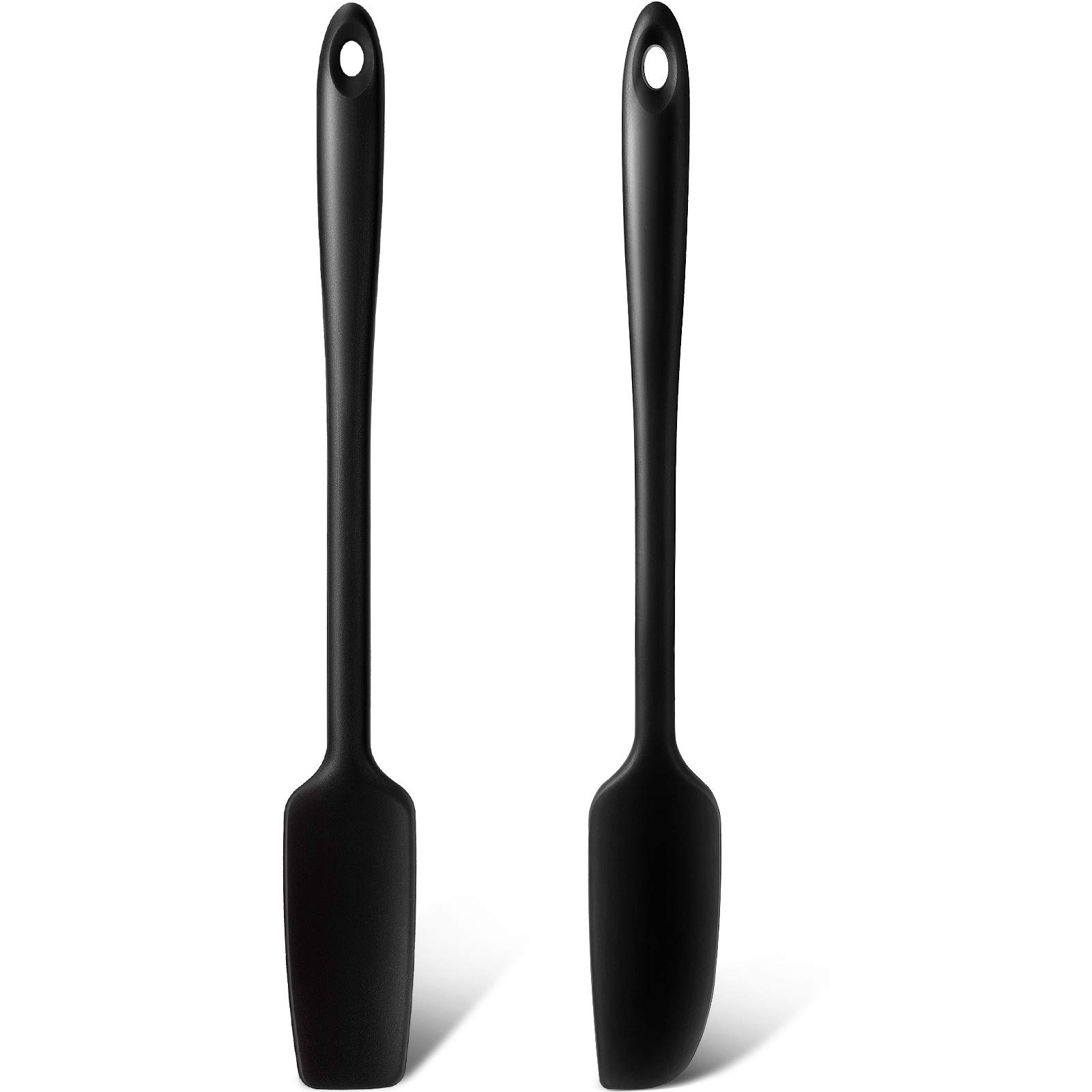 2 Pieces Long Handle Silicone Jar Spatula Non-Stick Rubber Scraper Heat Resistant Spatula Silicone Scraper for Jars, Smoothies, Blenders Cooking Baking Stirring Mixing Tools, Black — image 1