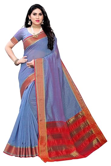 Womens Lavendar Color Cotton Silk Saree With Blouse Piece (SOFIYA LAVENDAR_Free Size)
