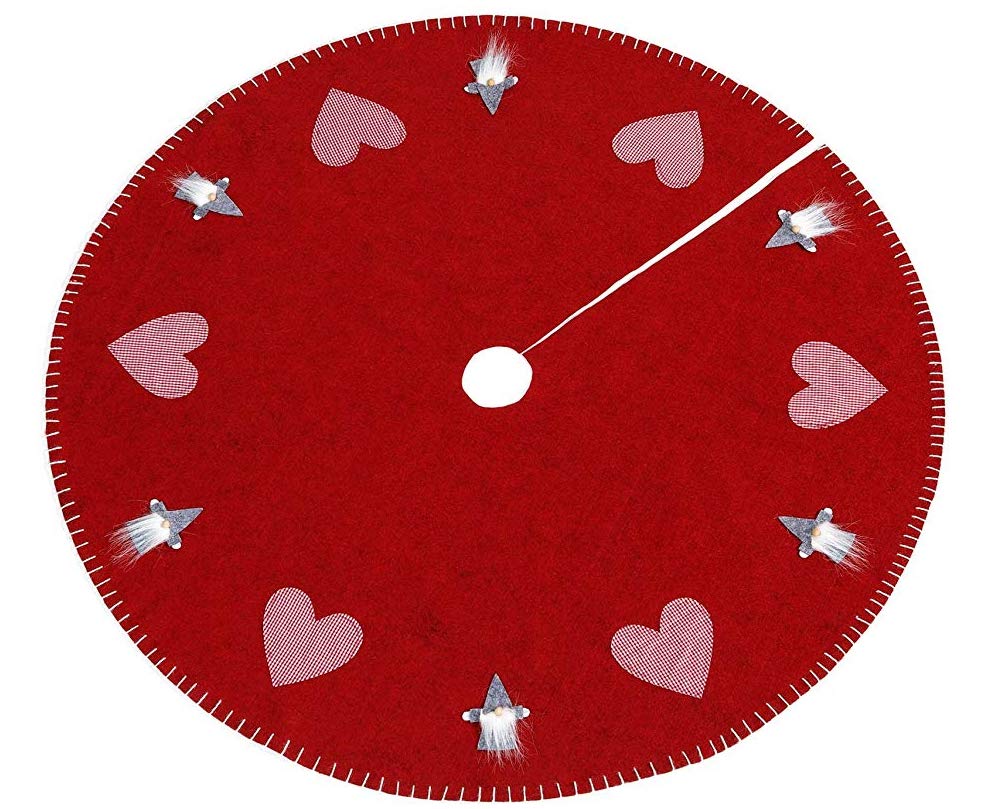 Heitmann DECO round felt tree blanket for protection against pine needles, pine tree mat with Christmas motif, colour: red