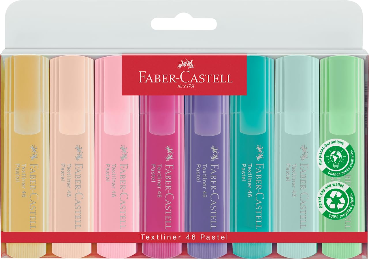 Faber-Castell 154681 Textliner Pastel Highlighter Pen (Pack of 8)