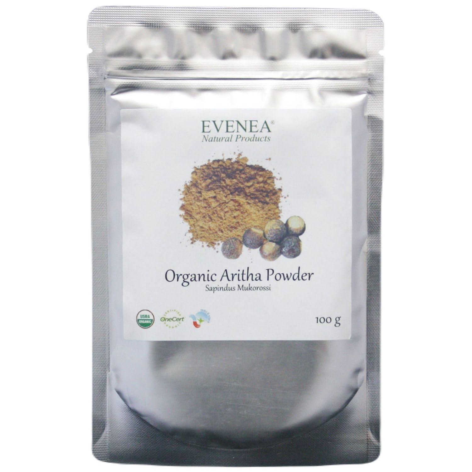 Organic Aritha Reetha Soapnut Powder - natural cleanser for hair/body (100g)
