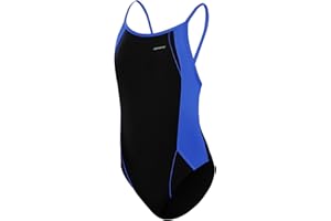 Sporti Thin Strap Girls' Athletic One-Piece Swimsuit Hydrolast Technology, Competitive Bathing Suit for Youth Swimmers