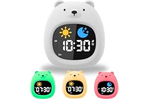 GALYNA Kids Alarm Clock, Ok to Wake Clock for Kids, Toddler Sleep Training Clock with Night Light, White Noise Sound Machine, Birthday Gift for Children Boys Girls (Bear)