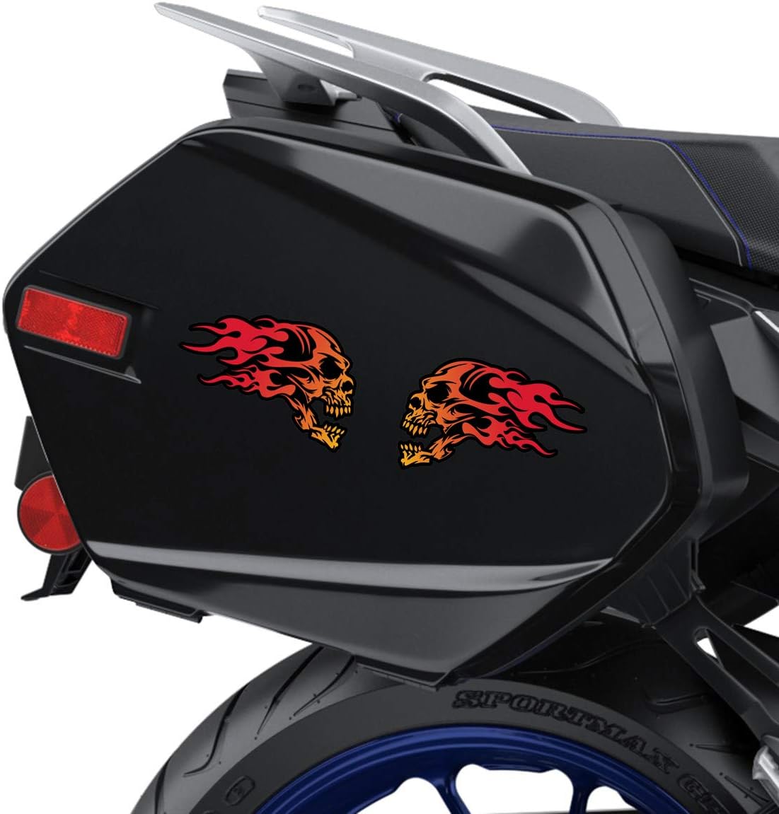 SkinoEu® 2 x Vinyl Self-Adhesive Stickers Flame Skull Laptop iPad Car Window Auto Moto Motorcycle Helmet Bike Skate Truck Racing Tuning B 139 - Image 4
