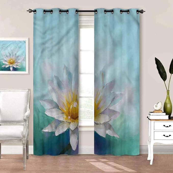 Cortinas opacas para ventana con ojales, diseño de margaritas