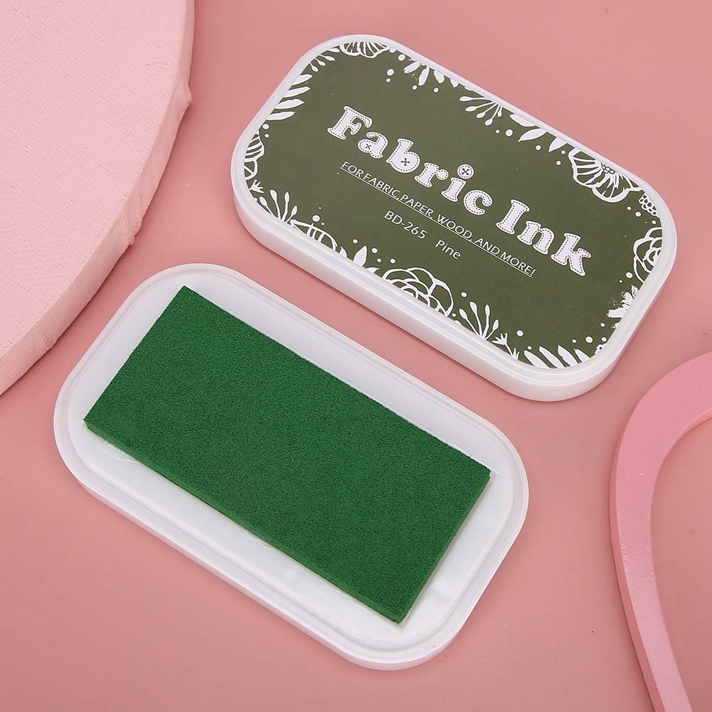 Ink Pads for Stamping, Fabric Ink Pads for Stamping Clothing Permanent, Restore Style Sponge Colored Ink Pad DIY Accessories for Rubber Stamp Paper Cloth (BD-265 Pine Green)