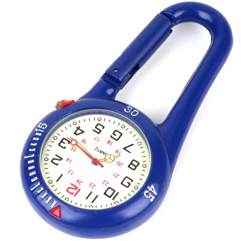 WONOLO Clip on Carabiner Luminous Face FOB Watch Digital for Doctors Nurses Paramedics Chefs Sport Unisex Men Women (Blue)