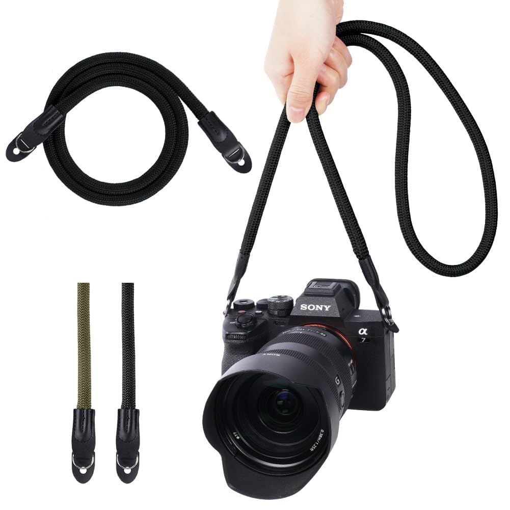 flintronic Camera Shoulder Neck Strap, Anti-slip Camera Shoulder Strap, Climbing Rope Camera Strap, Camera Strap for SLR/DSLR/Fujifilm/Nikon/Sony/Olympus/Panasonic Digital Cameras, Black