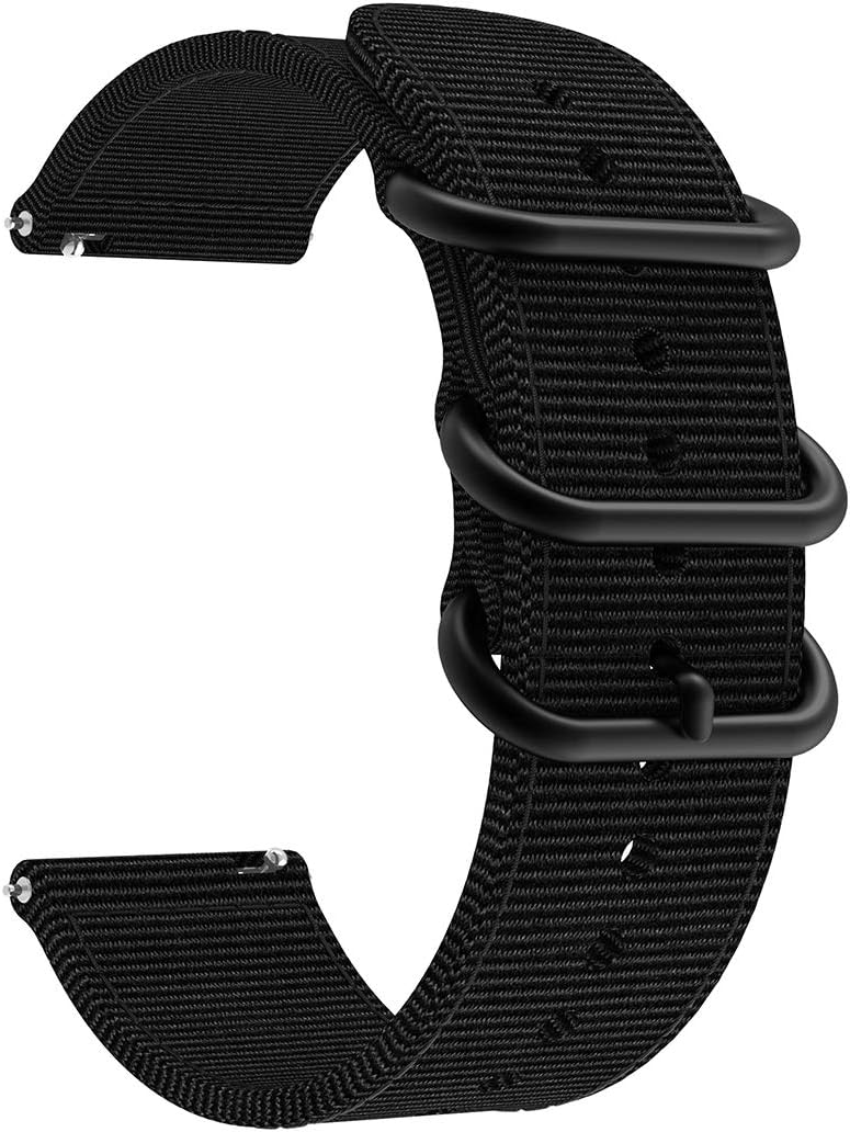 LDFAS Compatible for Samsung Galaxy Watch 3 41mm/42mm Band, 20mm Woven Nylon Replacement Strap with Metal Buckle Compatible for Samsung Galaxy Watch Active 2 40mm/44mm Bands Smartwatch, Black