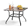 PHI VILLA 37" x 37" Patio Dining Table Outdoor Dining Furniture Umbrella Table with 1.57" Umbrella Hole, Steel Frame with Premium PVC Table Top for Patio, Lawn Garden
