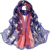 MINIDORA Lightweight Scarves for Women Elegant Floral Pattern Scarf Shawls Sunscreen Head Shawls