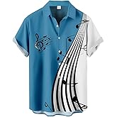 Gwnnb Bowling Shirts for Men Print Short Sleeve Regular Fit Hawaiian Casual Button Down Beach Shirts