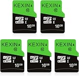 KEXIN 16GB Micro SD Card 5-Pack Class 10 UHS-I TF Card with Adapter view 1