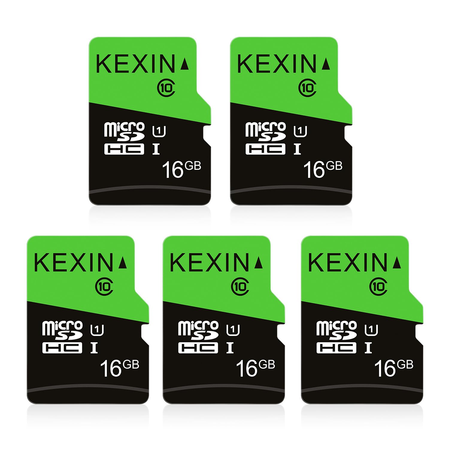 KEXIN 16GB Micro SD Card 5-Pack Micro SDHC Memory Card Class 10 UHS-I TF Card (SD Card Adapter Include)