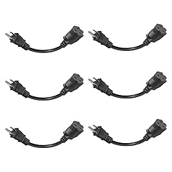 6-Pack 8-inch 16 SJTW AWG Heavy Duty Power Cord 3