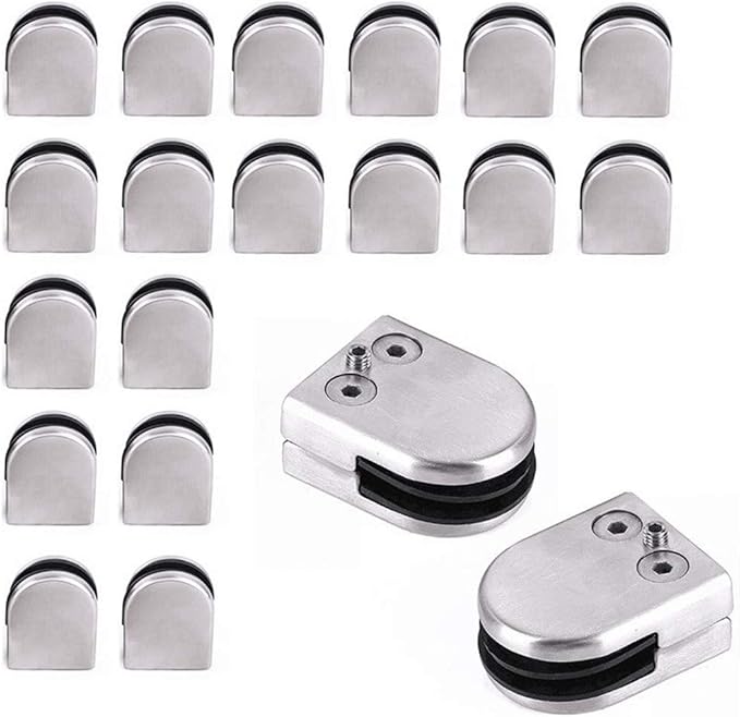YIYIBY 20pcs Stainless Steel Glass Clamp 304 Stainless Steel Glass