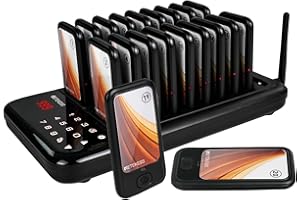 Retekess TD173 Restaurant Pager System, Buzzers for Restaurant, Turn Off The Beep, Custom Stickers, 20 Pagers with Buzzer Vibration Flash for Food Court, Hotels, Churches