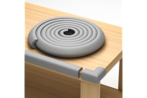 KOMFORTOLOGY Sharp Edge & 16.2ft Furniture Safety Guards | Protective Foam Cushion | 15ft Bumper 4 Adhesive Childsafe Corners | Baby Child Proofing Foam Set and Safe for Table, Fireplace, Countertop | Gray