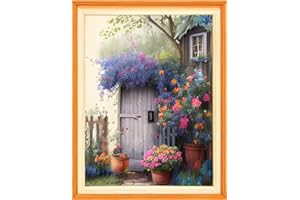 Joyhoor Cross Stitch Kits for Beginners Stamped Cross-Stitch Supplies Needlework preprint Embroidery Kits for Adults DIY Needlepoint Kits Embroidery Patterns 11CT-Garden Path 16x20 inch