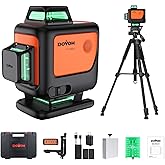 DOVOH 4D Laser Level 360 Self Leveling with Tripod, Y4-360G-KIT | Dual Batteries, Pulse Mode, Hard Toolbox, Green Beam, 4 Plane, For Construction, Flooring, Tiling, Ceiling