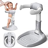 Baby Shower Stand, Adjustable & Foldable Baby Bath Stand with Anti-Slip Base,Anti-Pinch Silicone,Baby Shower Standing Support