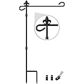 ORIZZP Garden Flag Stand Flagpole, Premium Garden Flag Pole Holder Metal Anti-Rust Weather-Proof with one Tiger Clip and Two Spring Stoppers No Flag Included