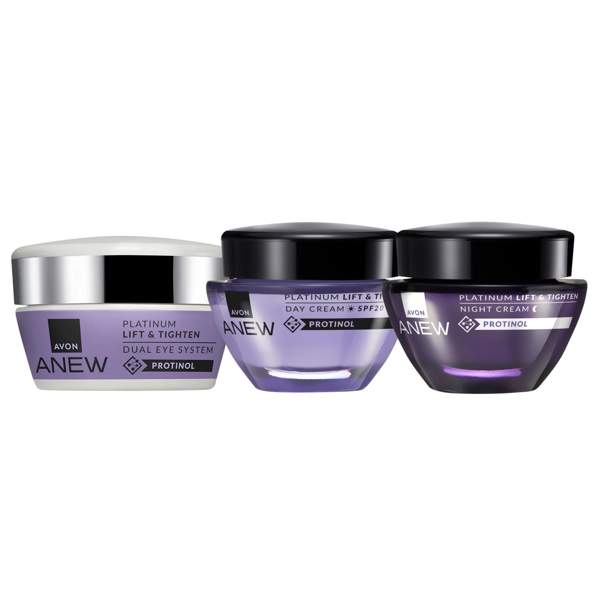 Avon Anew Platinum Set, Day Cream 50ml + Night Cream 50ml + Eye Cream 20ml, Pack of 3, To Lift and Tighten Skin, Ultimate Skincare Trio for Age 50+, Powered by Collagen, Cruelty Free — image 1