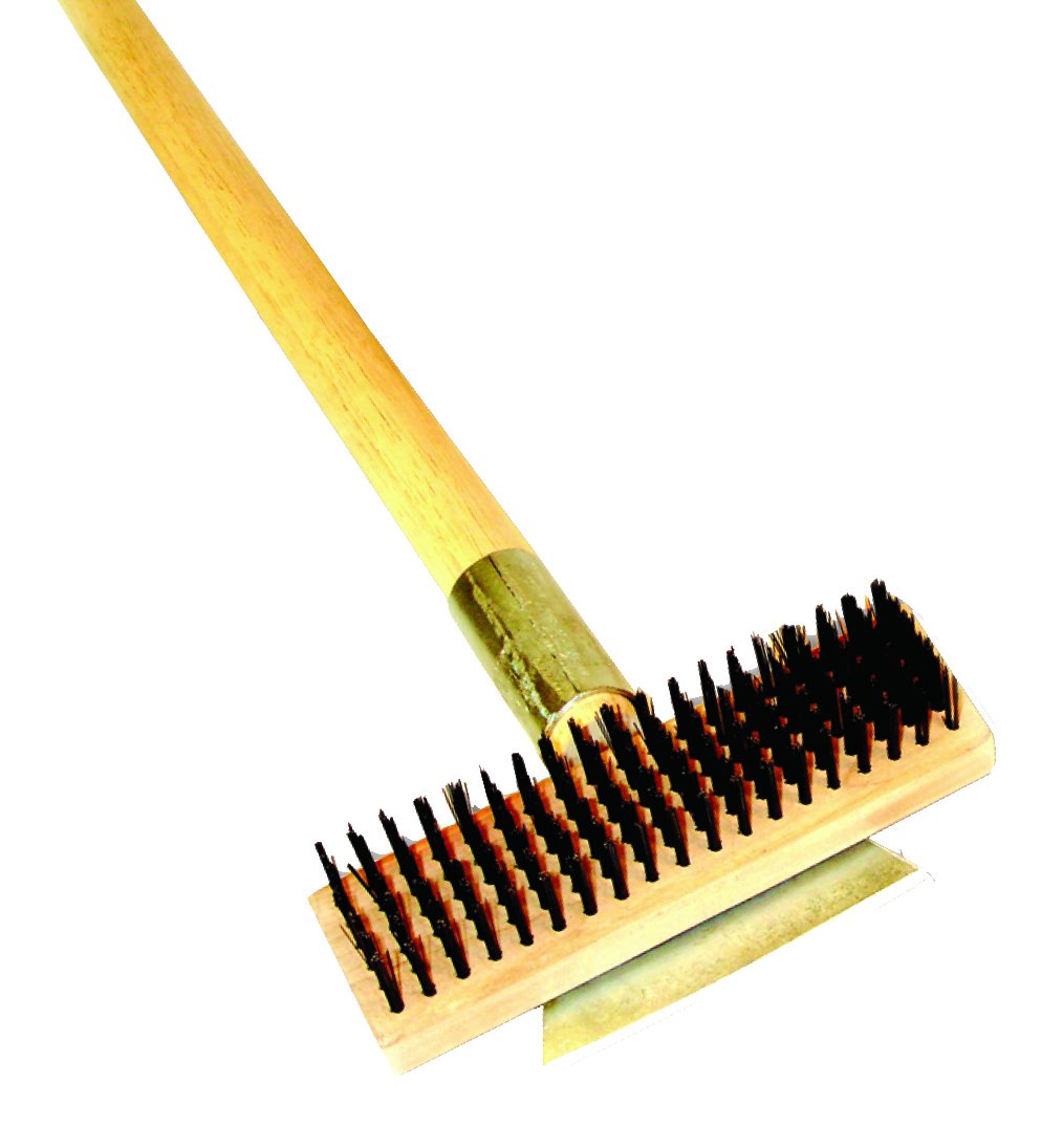 Excellante Heavy Duty Wire Brush with Scraper and Long Wood