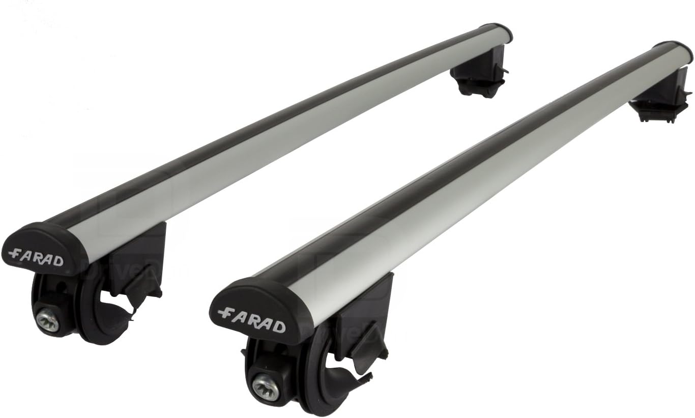 Farad FA-PRE-147 Aero Aluminium Silver Roof Bar Set (Open Roof Rails)