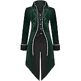 Medieval Steampunk Tailcoat Halloween Costumes for Men, Renaissance Pirate Vampire Gothic Jackets Vintage Warlock Frock Coat