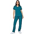 Monarch Uniforms Scrub Sets - Regular & Petite Stretchy Scrubs for Women - Set of Top & Pants