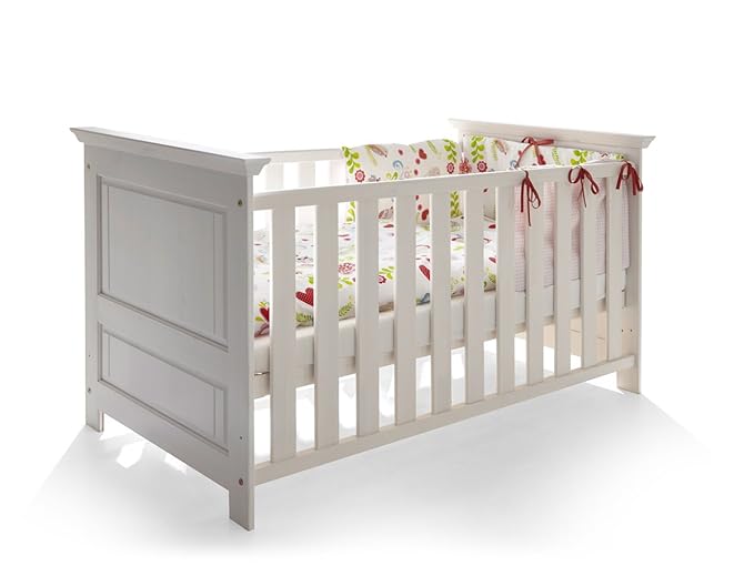 moebel-eins Odette Babybett Kiefer Massivholz/weiß gewachst