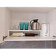 MACCANN&ESSIN Horizontal Adjustable Expandable in Cabinet Shelf Rack Organizer Stackable Kitchen Counter Storage Shelf Rack Sink Shelf Riser Countertop Storage White