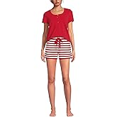 Lands' End Women's Knit 2 Piece Pajama Set - Short Sleeve Top and Shorts