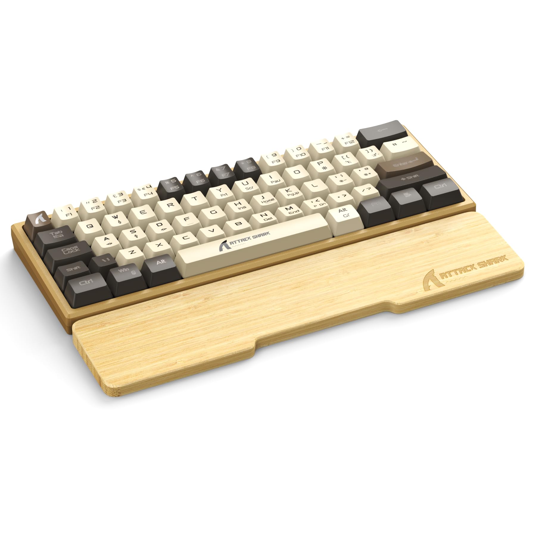 Attack Shark 61 Keys Natural Bamboo Wrist Rest,Ergonomic Hand Rest Support for Improved Typing & Gaming Comfort,Eco-Friendly,Moisture-Resistant,Wooden Feel,Non-Slip,for TKL Mechanical Keyboard