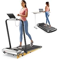 TOPUTURE Foldable Walking Pad with Incline, 2 in 1 Folding Under Desk Treadmill for Home/Office, Portable Compact Treadmill w