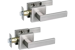 NEWBANG Hall/Closet Lever Handle Lock Satin Nickel Finish-Heavy Duty Door Lock Handle in Silver for Passage Door