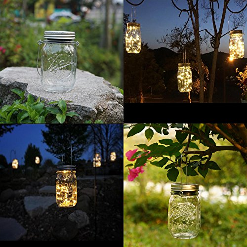 Solar Mason Jar Lights,8 Pack 30 Led Hanging String Fairy Jar Solar